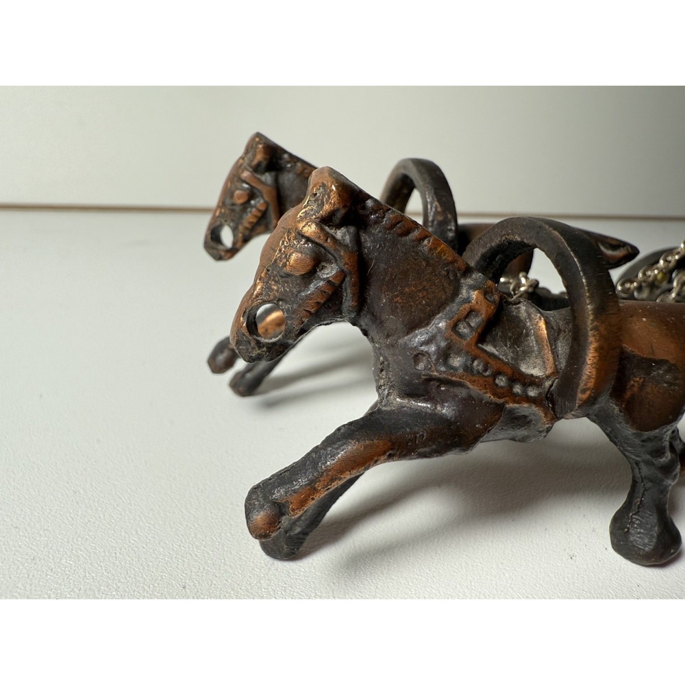 Vintage Cast Bronze Warrior Chariot Figurine Sculpture Horses Classical Scene - Picture 9 of 10